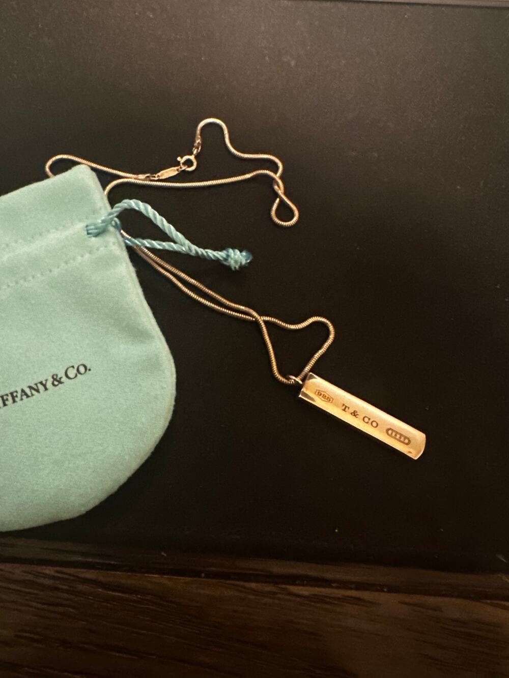 TIFFANY & CO 1837 BAR PENDANT NECKLACE 18"